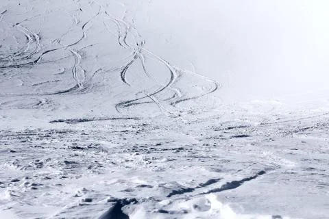 Ski traces on snow Stock Photos