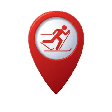 Ski track icon red map pointer Stock Illustration