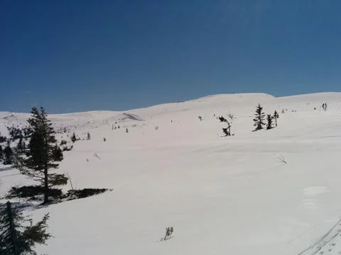 Ski track in the mountains Stock Photos