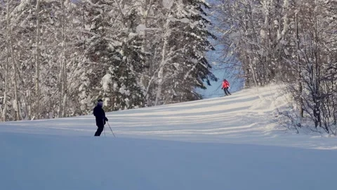 Ski track one skier Stock-Footage 102095123