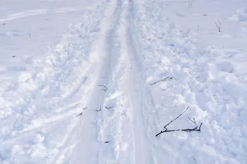 Ski track in the snow. Stock Photos