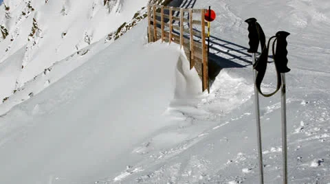 Ski tracks down steep mountainside Stock-Footage 24749032