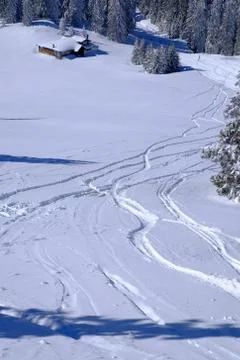 Ski tracks Stock Photos