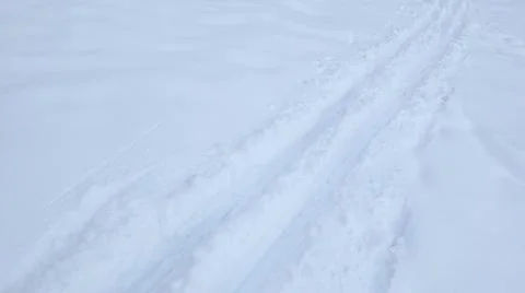 Ski Tracks on the Snow Close-up Stock Photos