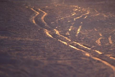 Ski tracks on snow Stock Photos
