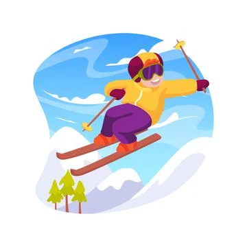 Ski tricks isolated cartoon vector illustration. Stock Illustration