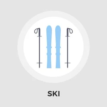 Ski vector flat icon Stock Illustration