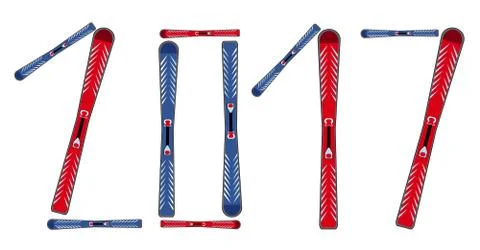 Ski on white background Stock Illustration