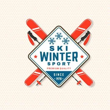 Ski winter sport. Vector ski club retro badge, textile patch. Concept for s.. Stock Illustration