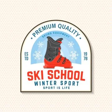 Ski winter sport. Vector ski club retro badge, textile patch. Concept for shi Stock Illustration
