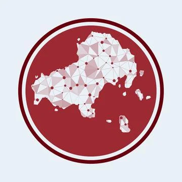 Skiathos icon. Trendy tech logo of the island. Geometric mesh round design... イラスト素材