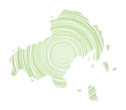Skiathos map filled with concentric circles. Sketch style circles in shape .. イラスト素材