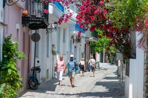 Skiathos street Stock Photos