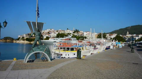 Skiathos town Stock Footage 37204309