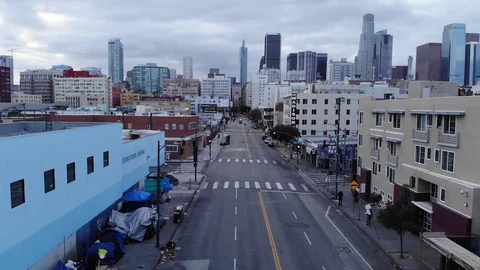 Skid row drone shot Video stock 129343473