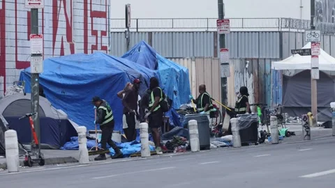 Skid Row Homeless Street Tents Los Angel... | Stock Video | Pond5