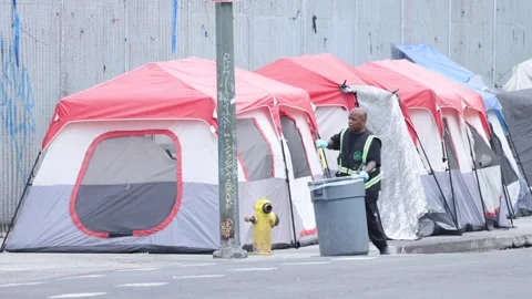 Skid Row Homeless Street Tents Los Angel... | Stock Video | Pond5