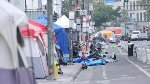 Skid Row Homeless Street Tents Los Angel... | Stock Video | Pond5