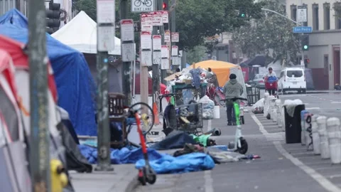 Skid Row Homeless Street Tents Los Angel... | Stock Video | Pond5