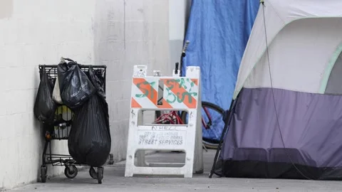 Skid Row Homeless Street Tents Los Angel... | Stock Video | Pond5