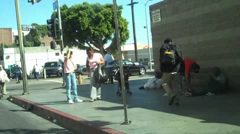 Skid Row Streets in LA HD Stock Footage 9095136