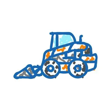 Skid steer construction vehicle icon doodle illustration Stock Illustration