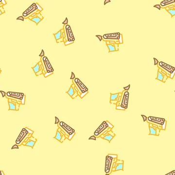 Skid steer construction vehicle vector seamless pattern Stock Illustration