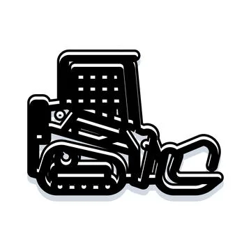 Skid steer loader with grapple attachment icon Illustrazione stock