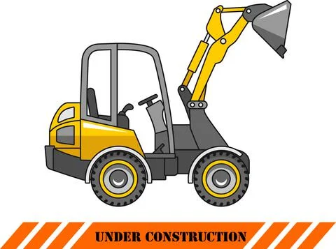 Skid steer loader. Heavy construction machine. Vector illustration Illustrazione stock