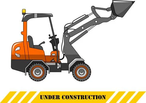 Skid steer loader. Heavy construction machine. Vector illustration Stock Illustration
