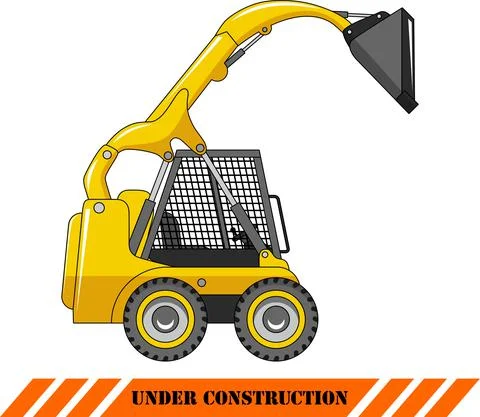 Skid steer loader. Heavy construction machine. Illustrazione stock