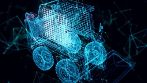 Skid steer loader hologram Close up Stock Footage 154843835
