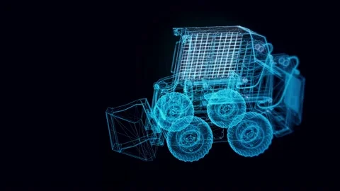 Skid steer loader hologram Rotating Video stock 154842814