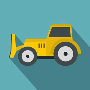 Skid steer loader icon, flat style Stock Illustration