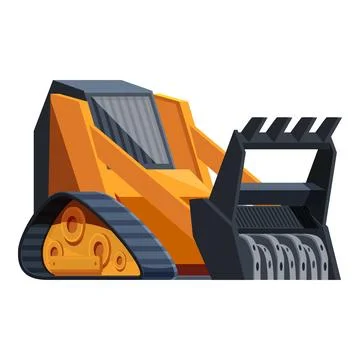 Skid steer loader moving forward with black bucket attachment Stockillustratie