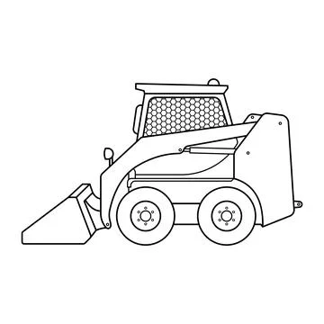 Skid Steer Loader Outline Vector Illustration Stock Illustration