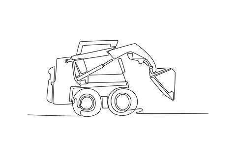 Skid steer loader from side view, showcasing compact industrial machinery Stock Illustration