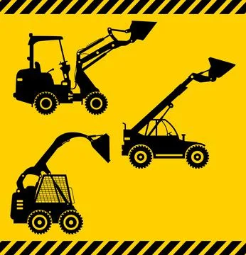 Skid steer loaders. Heavy construction machines. Vector illustration Stock Illustration