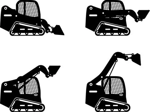 Skid steer loaders. Heavy construction machines. Vector illustration Stock Illustration