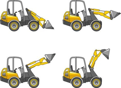 Skid steer loaders. Heavy construction machines. Vector illustration Stock Illustration