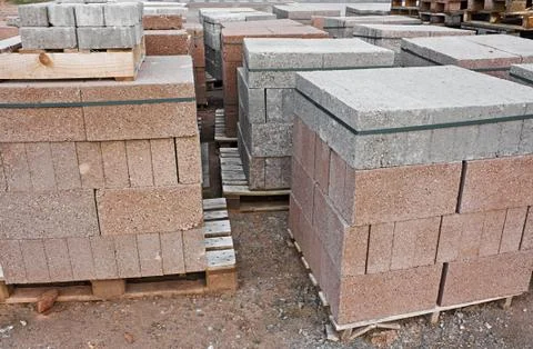 Skids of cinder blocks Stock Photos
