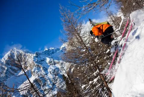 Skier in air Stock Photos