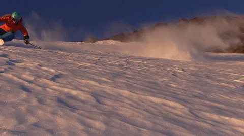 Skier on backcountry mountain Stock Footage 33546681