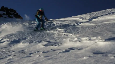 Skier on backcountry mountain Stock Footage