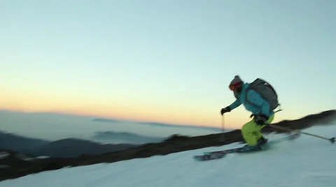 Skier on backcountry mountain Stock Footage 33547065