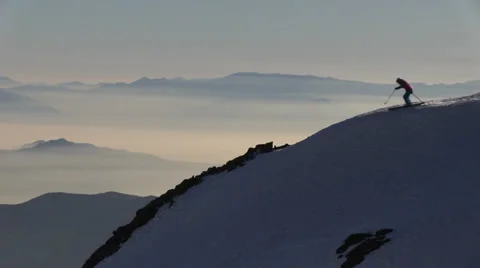Skier on backcountry mountain Stock Footage 33648772