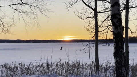 Skier on Baltic Sea Video stock 167765754