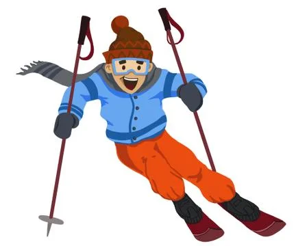 Skier in a beautiful pose Stock Illustration