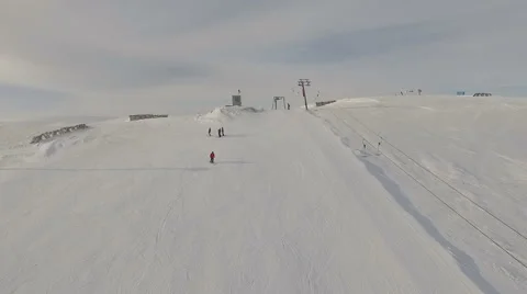 Skier begins to descend from the top of the mountain Stock Footage 59591181