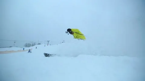 Skier brakes in front of camera Stock Footage 52777135